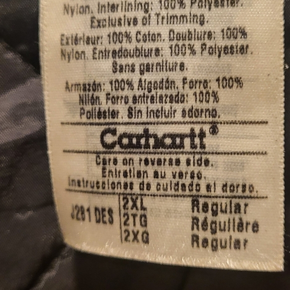 Carhartt Mens Full Zip Brown Workwear Canvas Hooded Utility Jacket Size 2XL - Picture 6 of 6